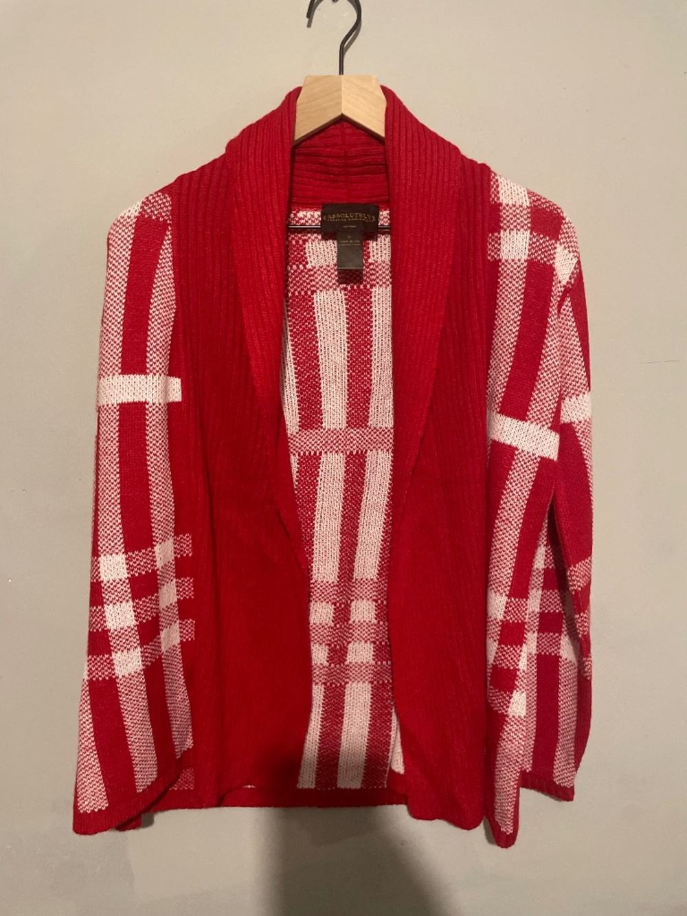 Absolutely Creative Worldwide women’s size small red and white open front sweate